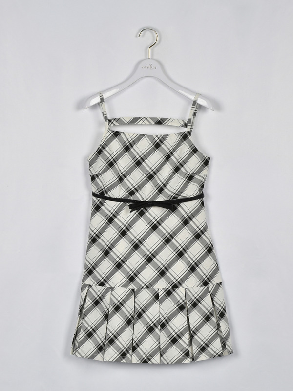 リボンベルトプリーツワンピース 詳細画像 ブラック 1