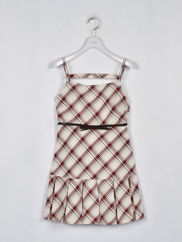 リボンベルトプリーツワンピース 詳細画像 レッド 1