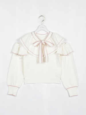 ショルダーカットフリルニット