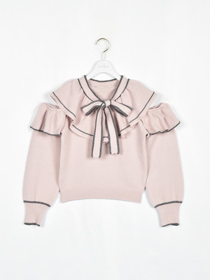 ショルダーカットフリルニット