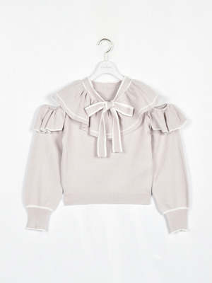 ショルダーカットフリルニット