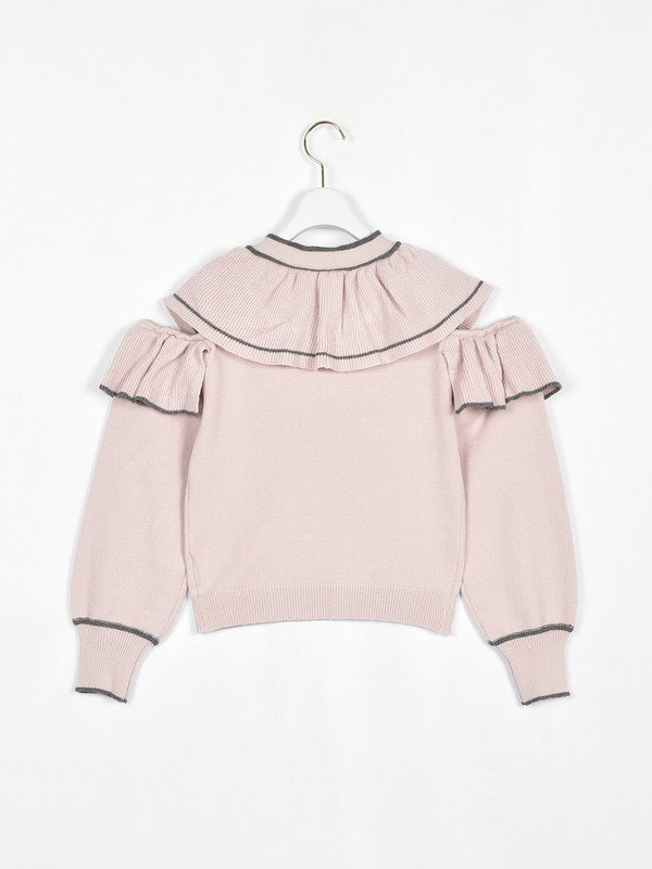 ショルダーカットフリルニット 詳細画像 ピンク 16