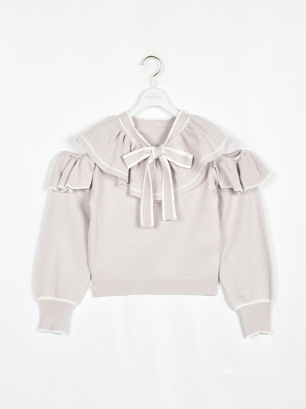 ショルダーカットフリルニット 詳細画像 アイスグレイ 1