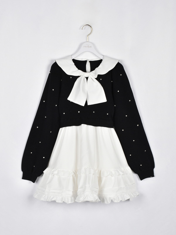 襟タックミニワンピース 詳細画像 ブラック 1