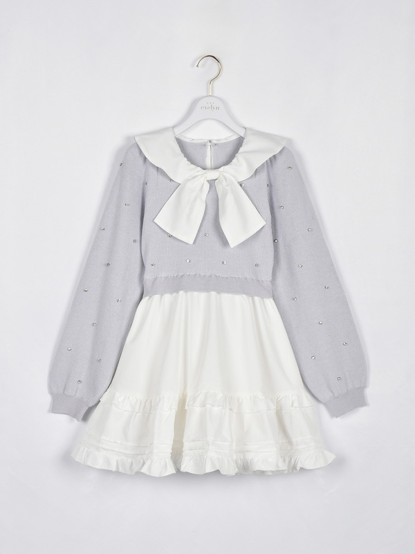 襟タックミニワンピース 詳細画像 アイスグレイ 1