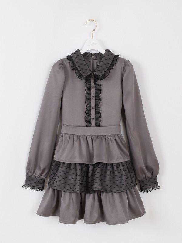 ハートレースティアードワンピース 詳細画像 チャコール 1