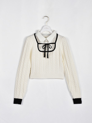 バイカラーシャツドッキングニット