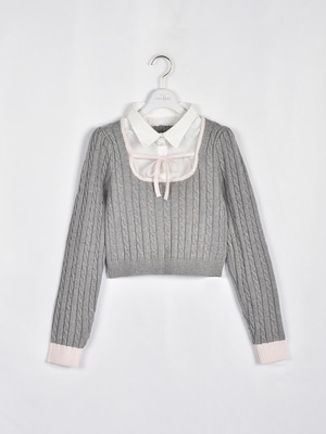 バイカラーシャツドッキングニット