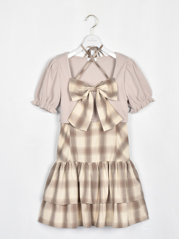 リボンカーデセットワンピース 詳細画像 アイスグレイ 16