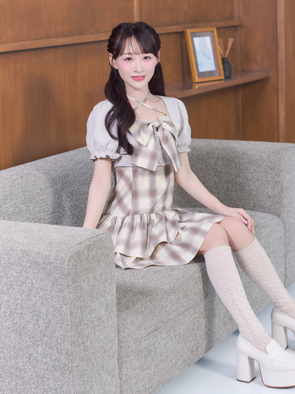 リボンカーデセットワンピース 詳細画像 アイスグレイ 16