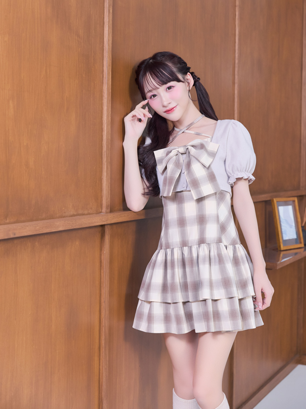 リボンカーデセットワンピース 詳細画像 アイスグレイ 16