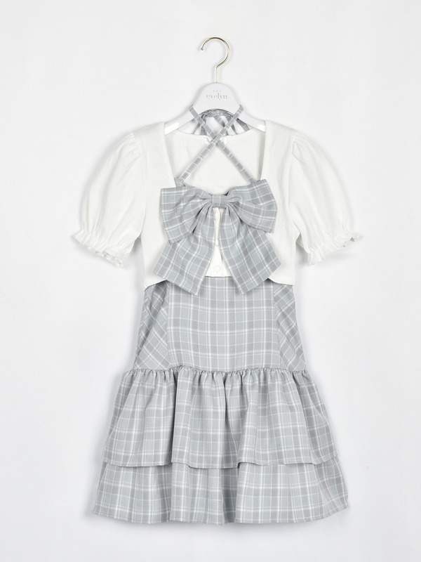 リボンカーデセットワンピース 詳細画像 アイスグレイ 1