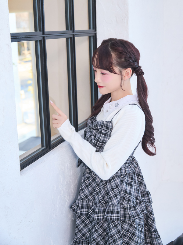 ビジュー襟付きリブニット 詳細画像 オフホワイト 16