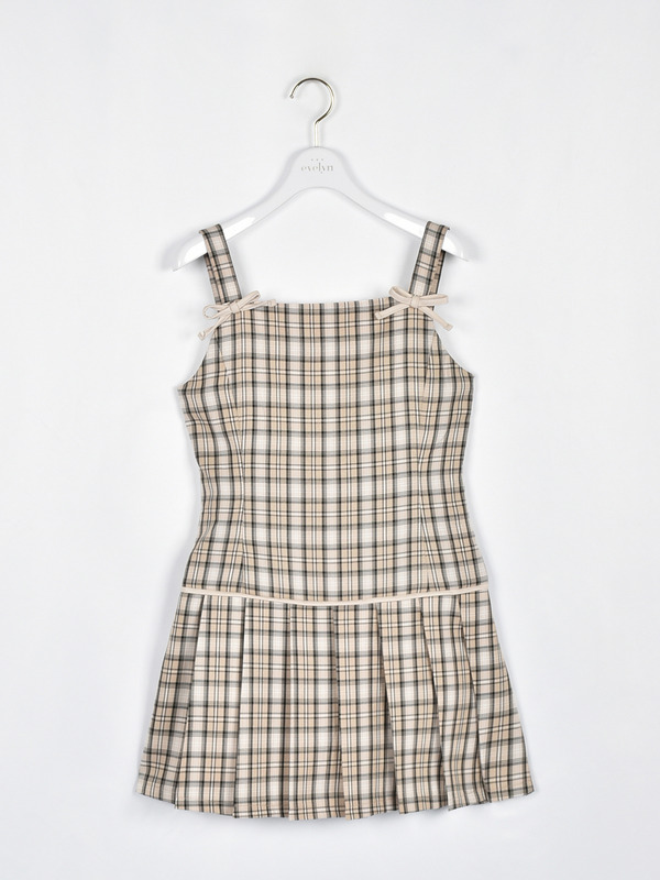 レザーリボンプリーツワンピース 詳細画像 ベージュ 1