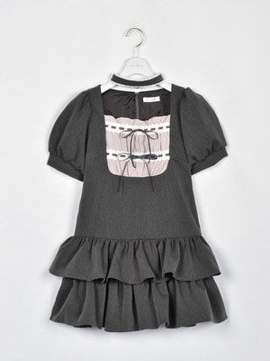 チョーカー付ティアードワンピース