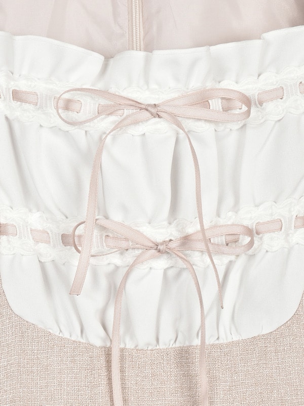 チョーカー付ティアードワンピース 詳細画像 ベージュ 16