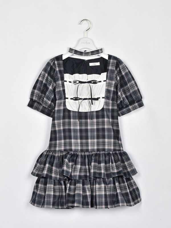 チョーカー付ティアードワンピース 詳細画像 ネイビー 1