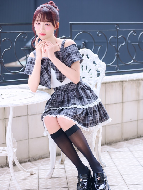 オフショルチェックリボントップス 詳細画像 ベージュ 16