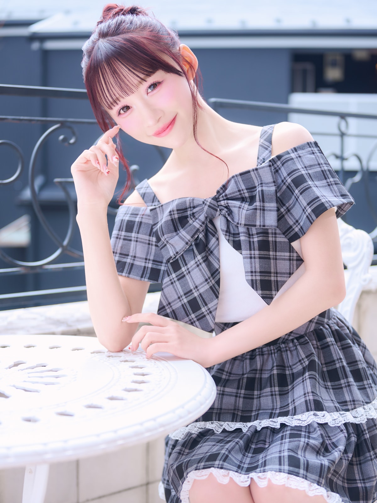 オフショルチェックリボントップス｜evelyn（エブリン）公式通販サイト