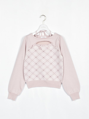 ダブルリボンチェックニット