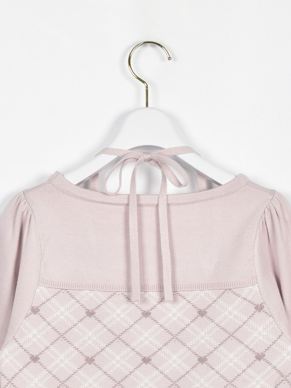 ダブルリボンチェックニット 詳細画像 ベージュ 16