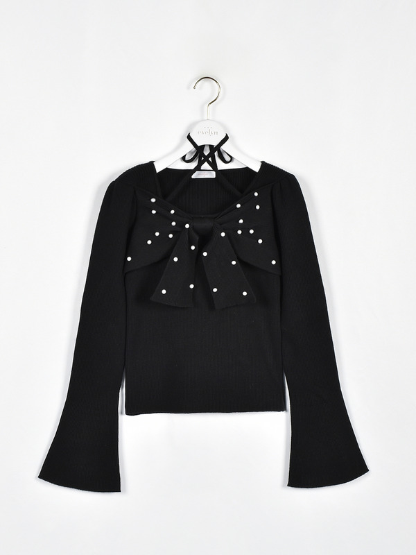 リボンクロスニット 詳細画像 ブラック 1