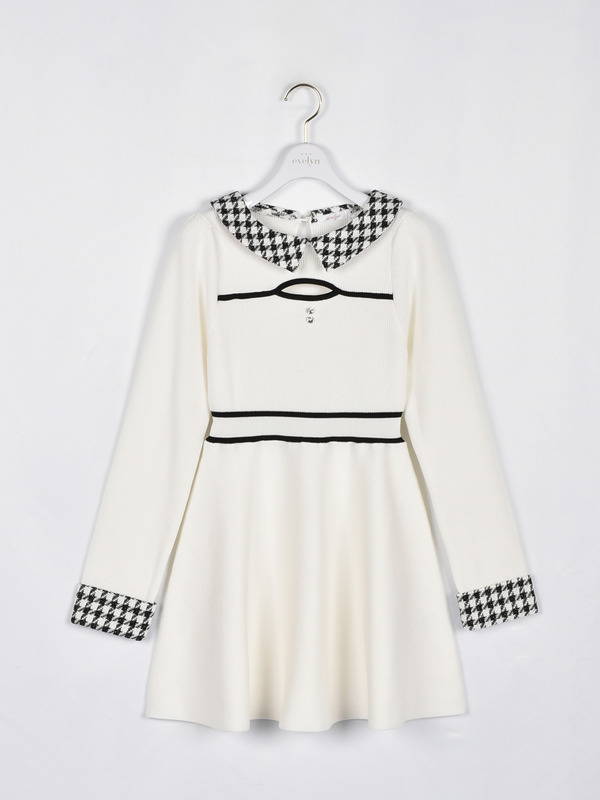 ツイード襟ミニワンピース 詳細画像 オフホワイトブラック 1