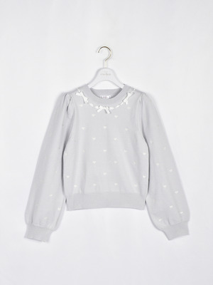 ハート刺繍リボンニット