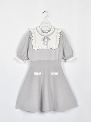 バイカラーフレアニットワンピース