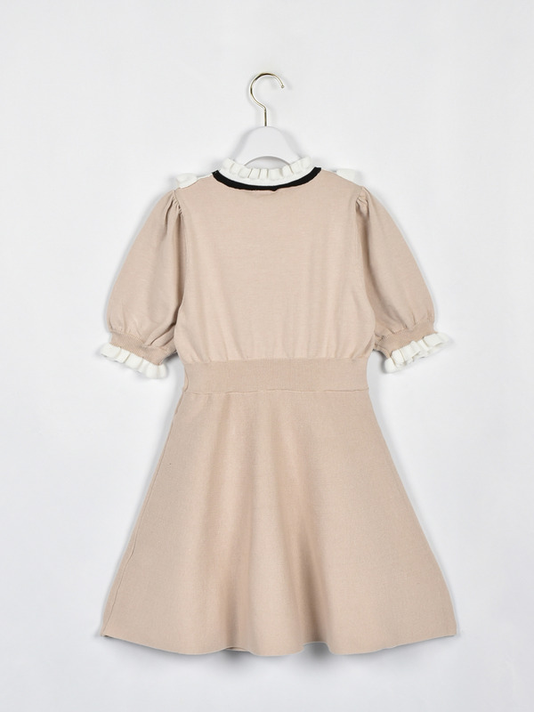 バイカラーフレアニットワンピース 詳細画像 ブラック 16