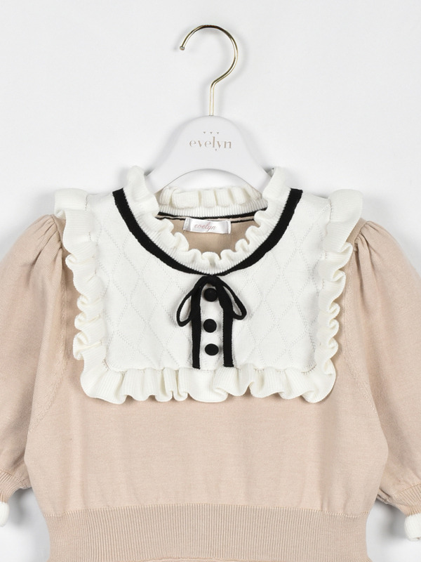 バイカラーフレアニットワンピース 詳細画像 ブラック 16