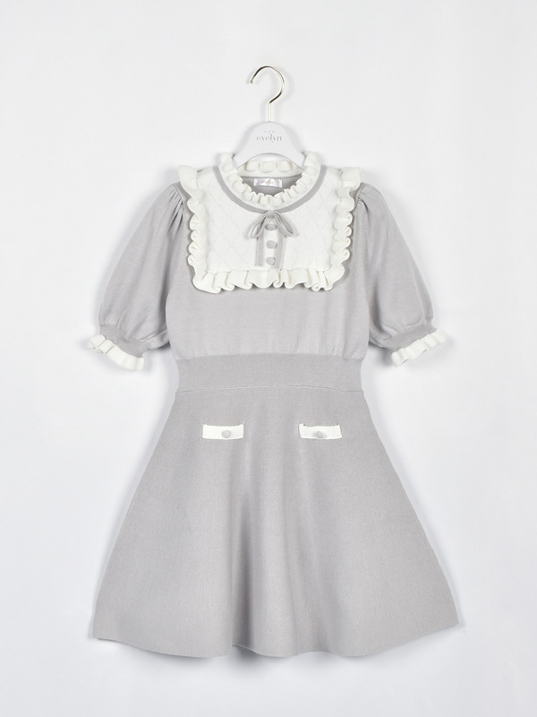 バイカラーフレアニットワンピース 詳細画像 アイスグレイ 1