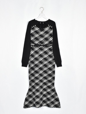 チェックマーメイドワンピース
