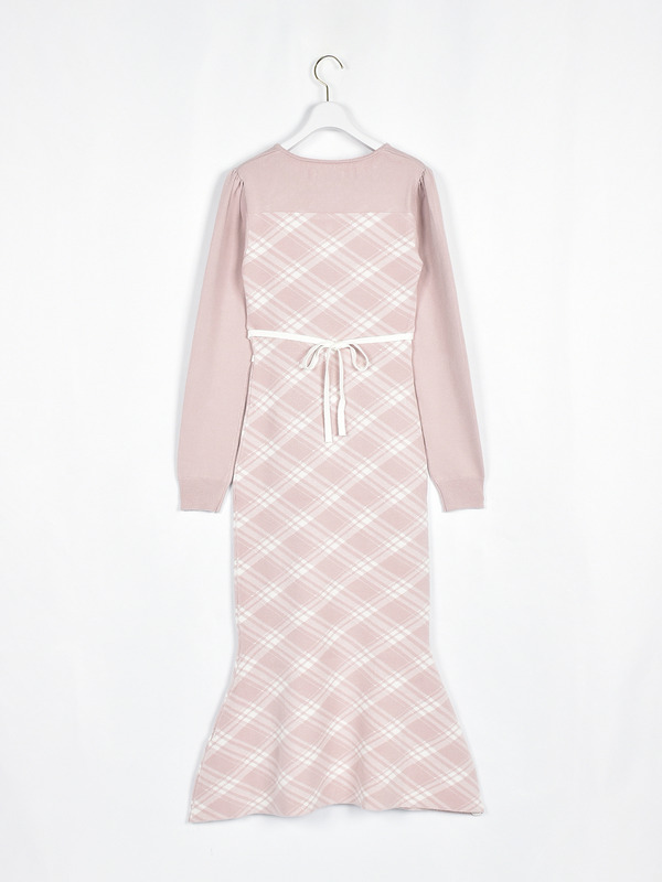 チェックマーメイドワンピース 詳細画像 アイスグレイ 16