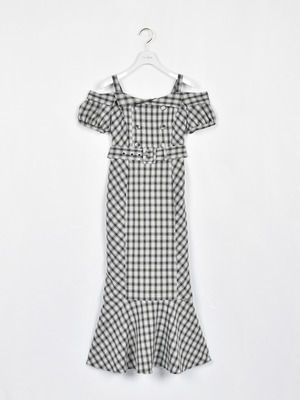 オフショルトレンチマーメイドワンピース