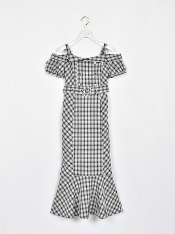 オフショルトレンチマーメイドワンピース 詳細画像 ブラック 1