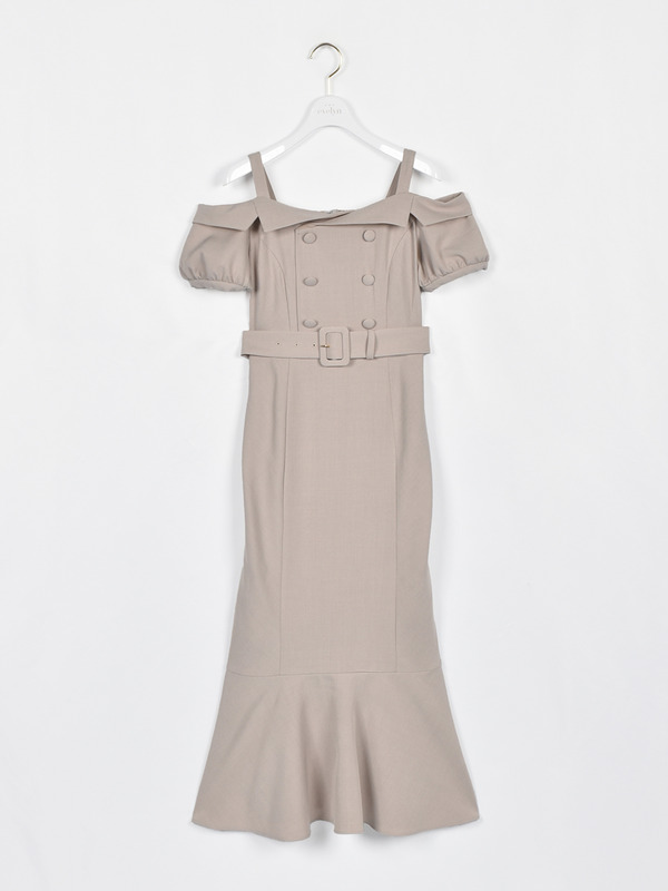 オフショルトレンチマーメイドワンピース 詳細画像 ピンクベージュ 1