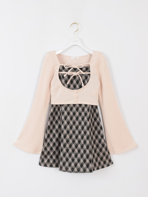 チェックセットワンピース