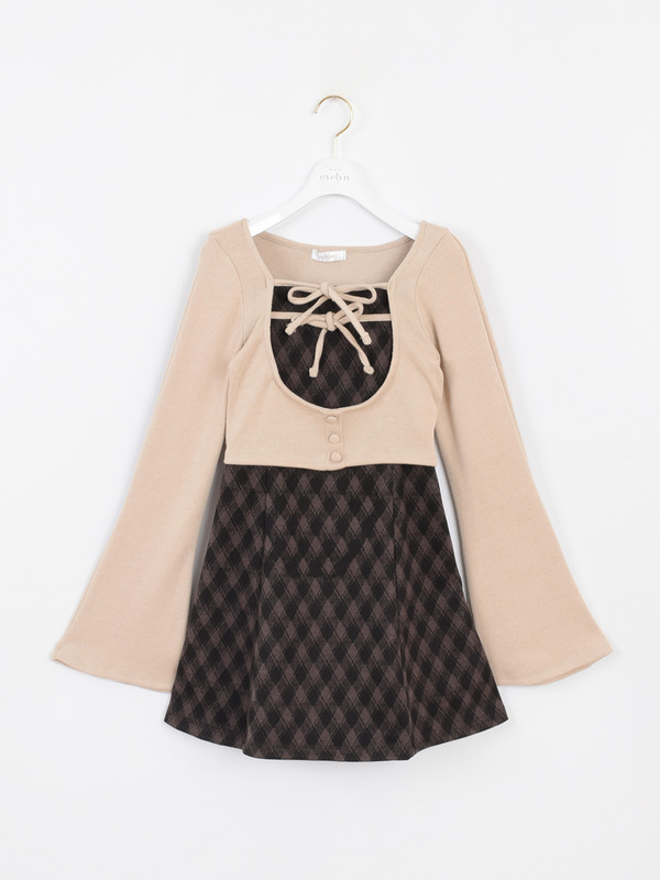 チェックセットワンピース 詳細画像 ブラウン 1