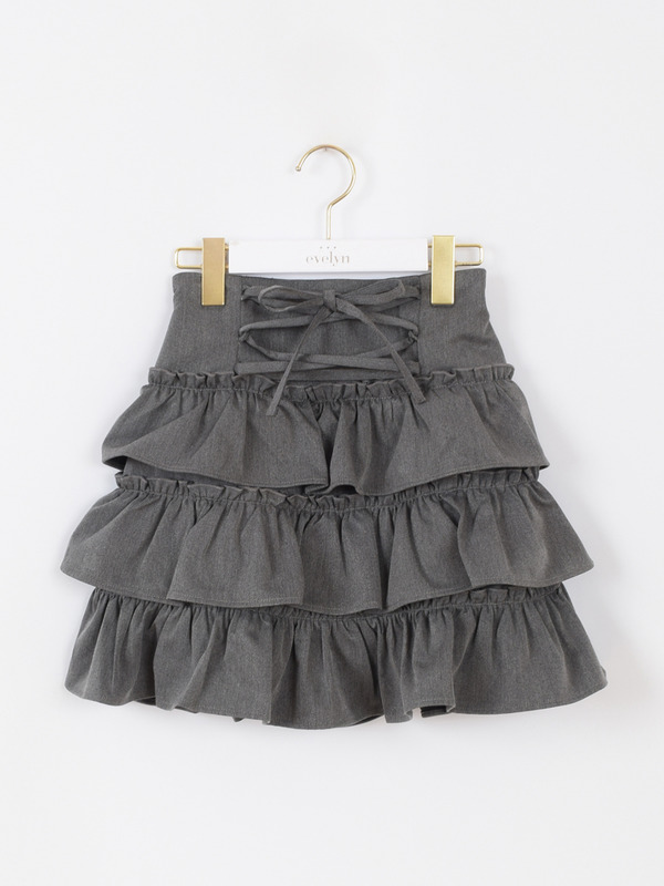 編み上げティアードスカート 詳細画像 チャコール 1