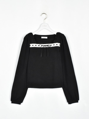 レースリボンリブトップス