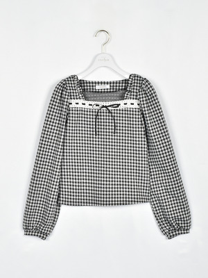 レースリボンリブトップス