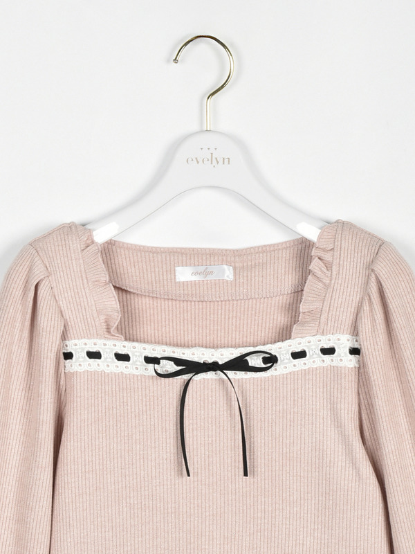 レースリボンリブトップス 詳細画像 オフホワイト 16