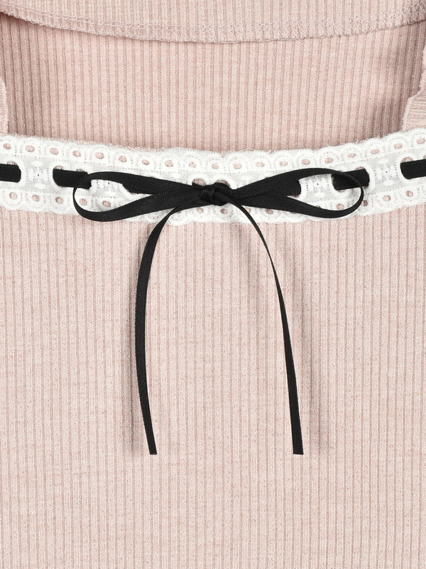 レースリボンリブトップス 詳細画像 オフホワイト 16