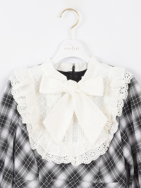 レースリボンチェックミニワンピース 詳細画像 ブラック 16