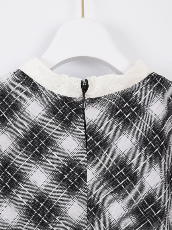 レースリボンチェックミニワンピース 詳細画像 ブラック 16