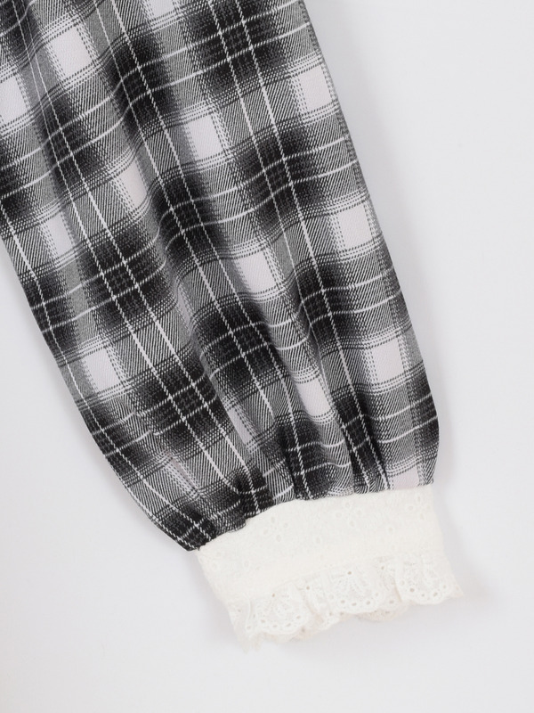 レースリボンチェックミニワンピース 詳細画像 ブラック 16