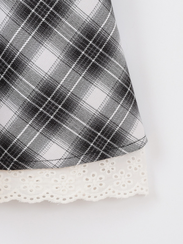 レースリボンチェックミニワンピース 詳細画像 ブラック 16