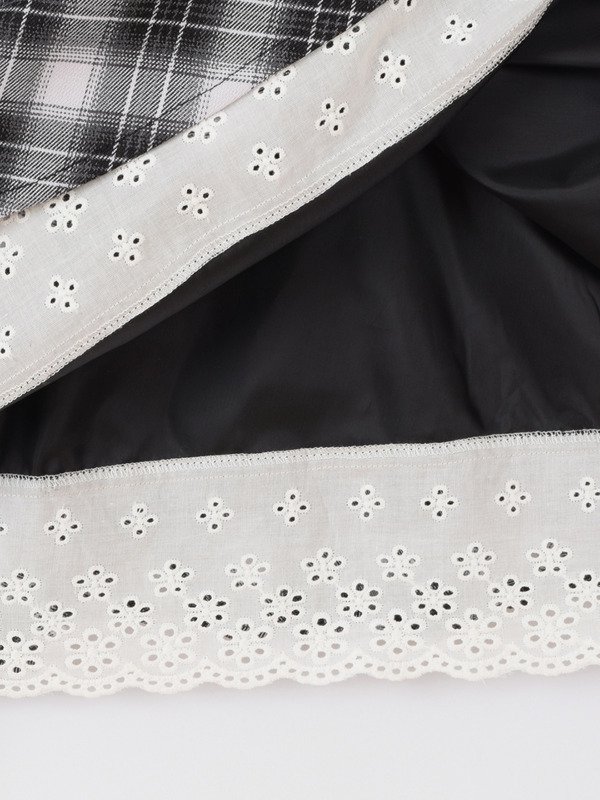 レースリボンチェックミニワンピース 詳細画像 ブラック 16