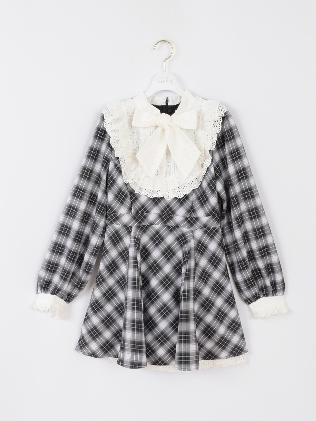 レースリボンチェックミニワンピース｜evelyn（エブリン）公式通販サイト